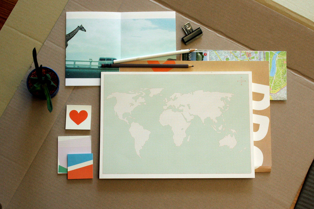 Paperways A4 Desk Notepad World Map Lifestyle Photo