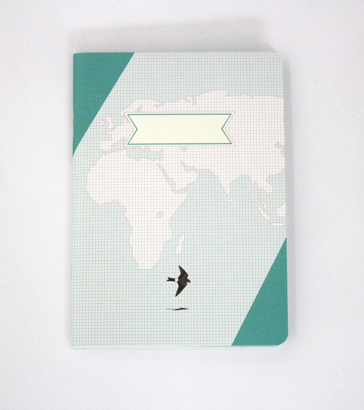 Paperways Compat Notebook World Map Mint White Background Photo