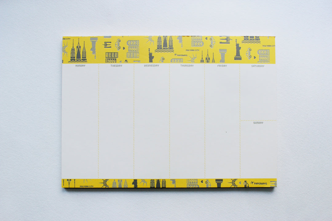 Paperways Weekly Pad NYC Pattern (Yellow) White Background Photo